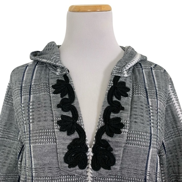 Tommy Bahama Cotton Pullover Hoodie Soutache Women’s M Beachy Baja Hood Coastal - Picture 4 of 17